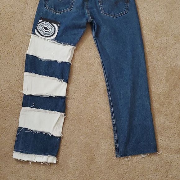 Levi's Distressed Hand Painted Cut Out 505 Jeans - 32 x 29 - Picture 5 of 11